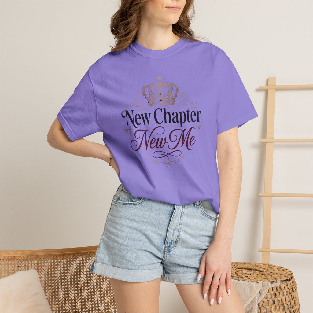 T-Shirt — "New Chapter, New Me" Crown Graphic Motivational Tee