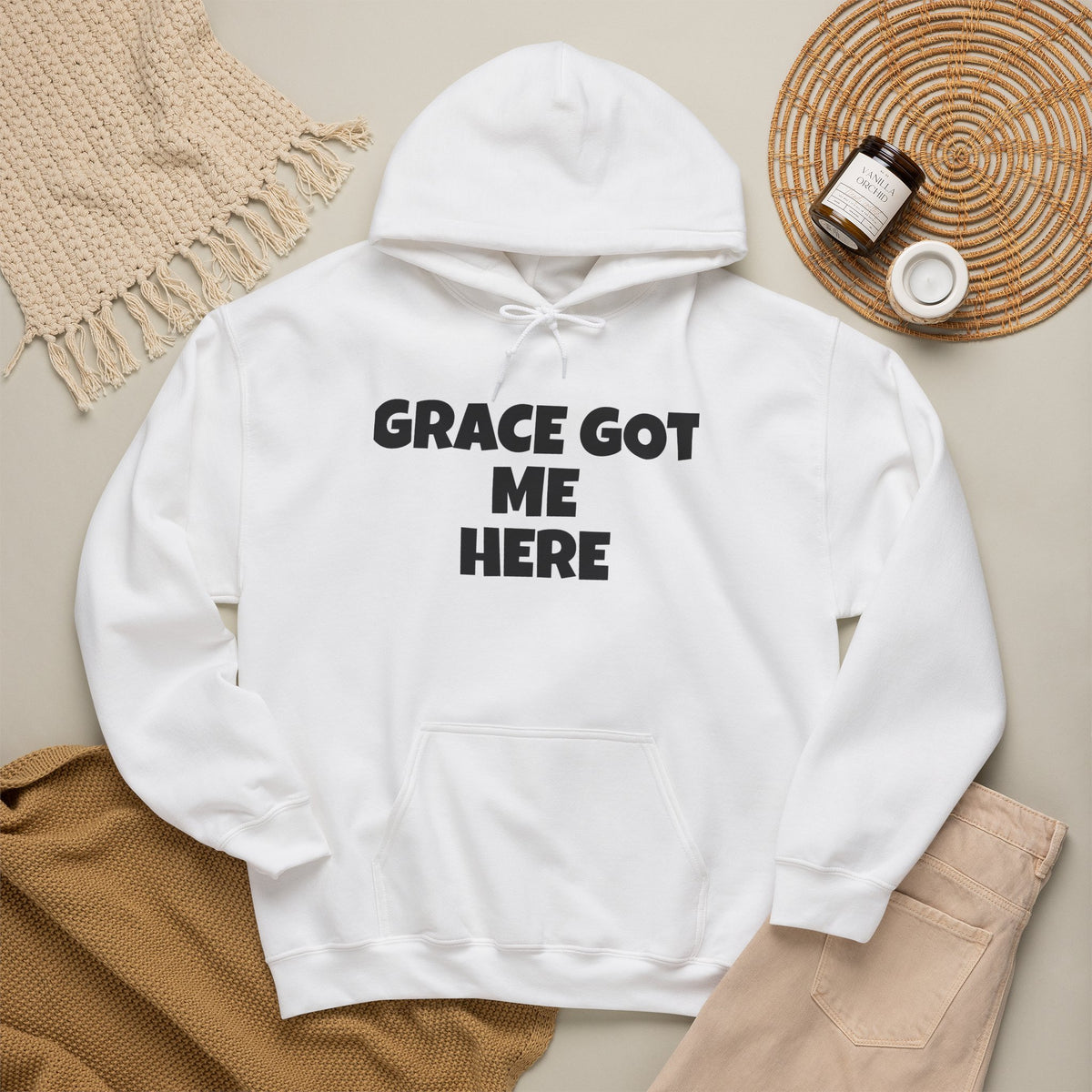 Grace Got Me Here Hoodie — Inspirational Christian Hooded Sweatshirt