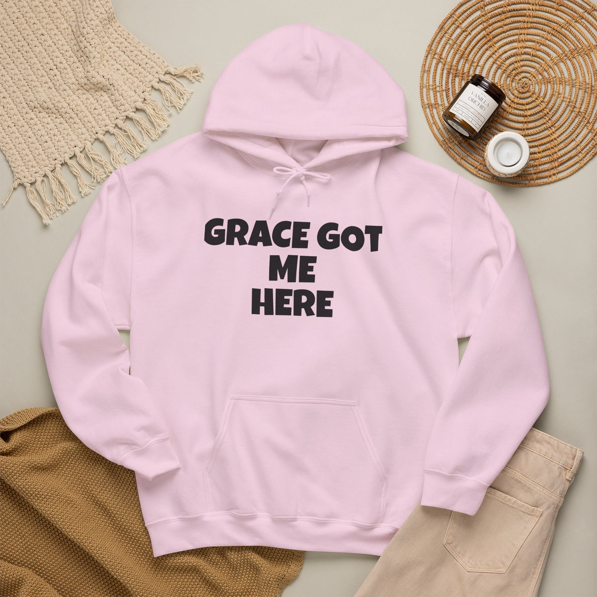 Grace Got Me Here Hoodie — Inspirational Christian Hooded Sweatshirt