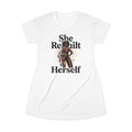 She Rebuilt Herself T-Shirt Dress – Empowering Afrocentric Graphic Dress