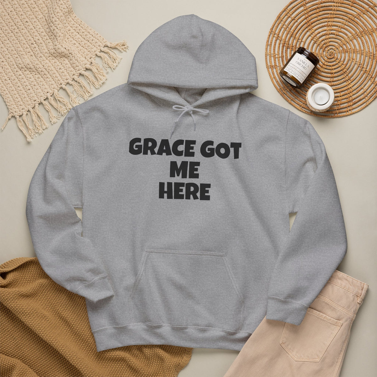 Grace Got Me Here Hoodie — Inspirational Christian Hooded Sweatshirt