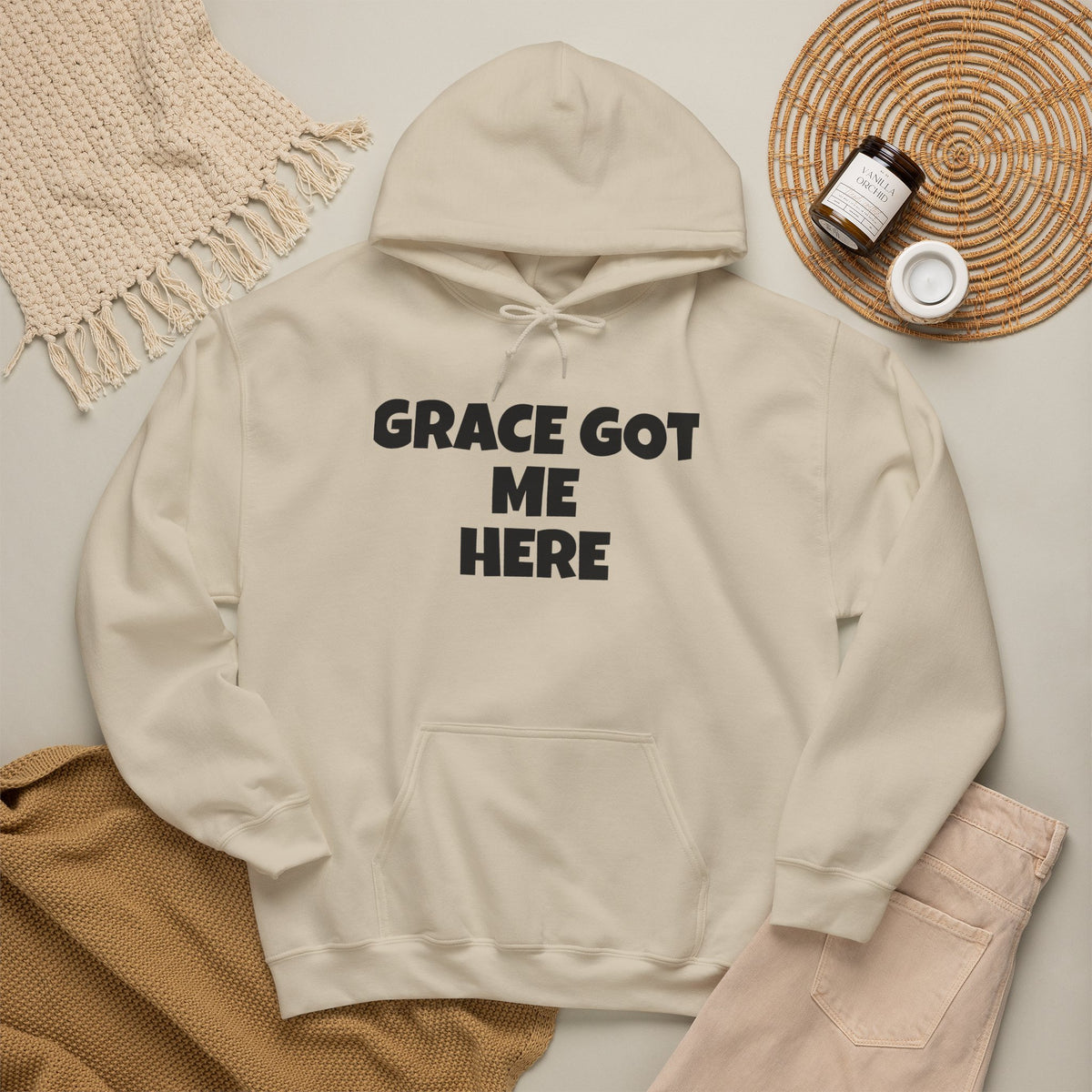 Grace Got Me Here Hoodie — Inspirational Christian Hooded Sweatshirt